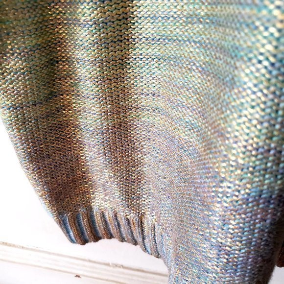 RXB Womens Mutlticolored Shimmer  Knit Cottagecore Oversized‎ Sweater Size XL - Picture 10 of 13